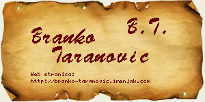 Branko Taranović vizit kartica